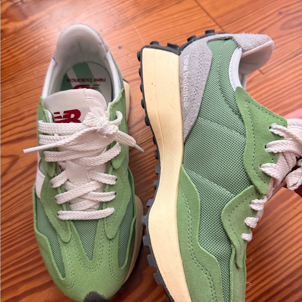 New Balance Green and White Retro Runner Sneakers - Picture 2 of 6